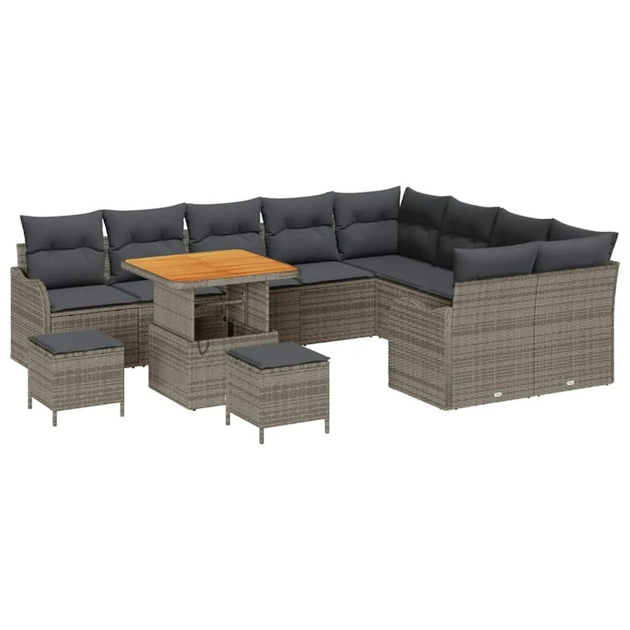 vidaXL Garten-Sofa-Set in U-Form mit 12-teiligem Set, Grau, inklusive Kissen und Stauraumfunktion - Bild 2