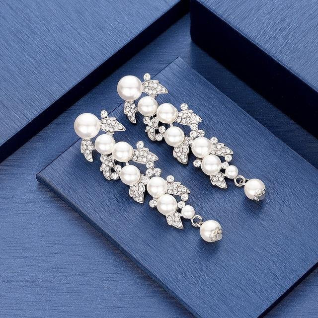 Wucifang Jewelry Ohrringe, Silber, Perle, Kristall, Damen - Bild 1