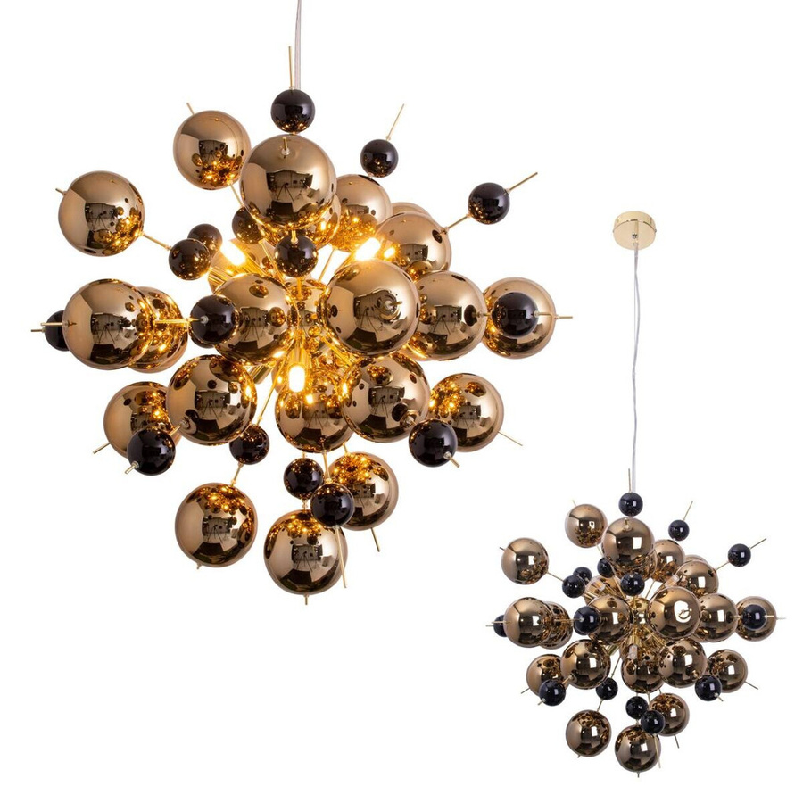 Näve Pendelleuchte Explosion in Gold mit Glas und Metall, B/H/T: 65 x 150 x 65 cm - Bild 2