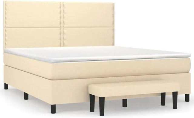 vidaXL Boxspringbett Hybrid mit Matratze und Kopfteil in Beige, B/T/H: 180 x 200 cm - Bild 1