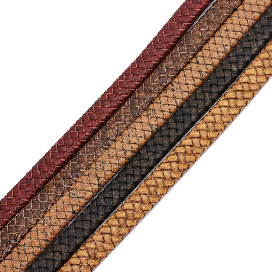 Louleur Lederseil, geflochten, bunt, 10/12 mm, 1 Yard - Bild 3