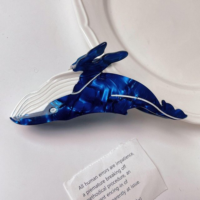 Muweordy Haarklammer, Blauwal-Motiv, Acetat, Damen, blau - Bild 1