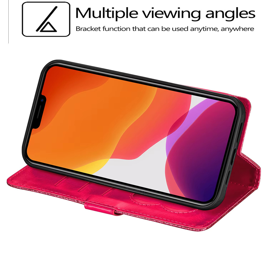 Glitzer Ledertasche mit Reißverschluss für Xiaomi Mi 13T 12T 11T 10T 11 Lite Poco F5 X5 X4 X3 GT F3 F4 M4 Pro M5S C55 C40 Flip Phone Wallet in Silber und Pink - Bild 4