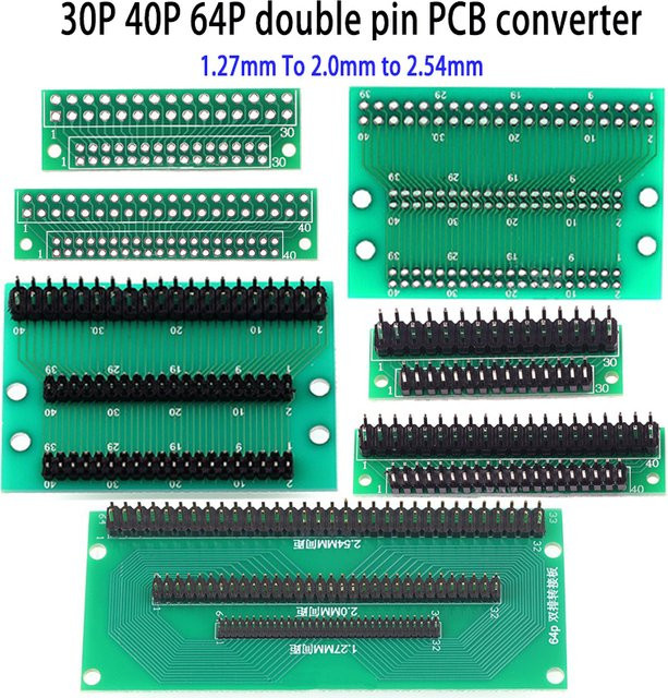 ChengHaoRan PCB Testboard Konverter in Grün mit verschiedenen Rastermaßen für 1, 2 oder 3 Reihen - Bild 1