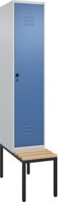 C+P Spind Classic PLUS Garderobenschrank mit integrierter Sitzbank, 1 Abteil, Buche-Hartholz, B/T/H: 212,0 x 40,0 x 81,5 cm - Bild 1