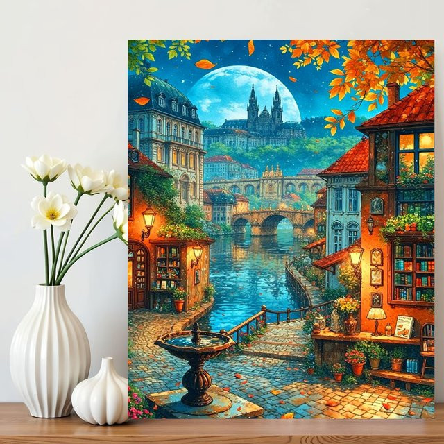 AZQSD Diamant-Malset Stadtstraßenlandschaft als kreatives Mosaikbild in Multicolour, B/H: 30 x 20 cm - Bild 1