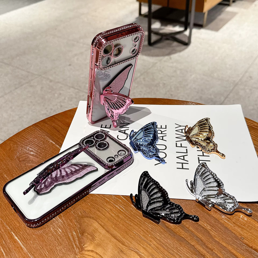 Butterfly Universal-Telefonhalterung in Pink, faltbare Schreibtisch-Halterung für iPhone und Xiaomi - Bild 2