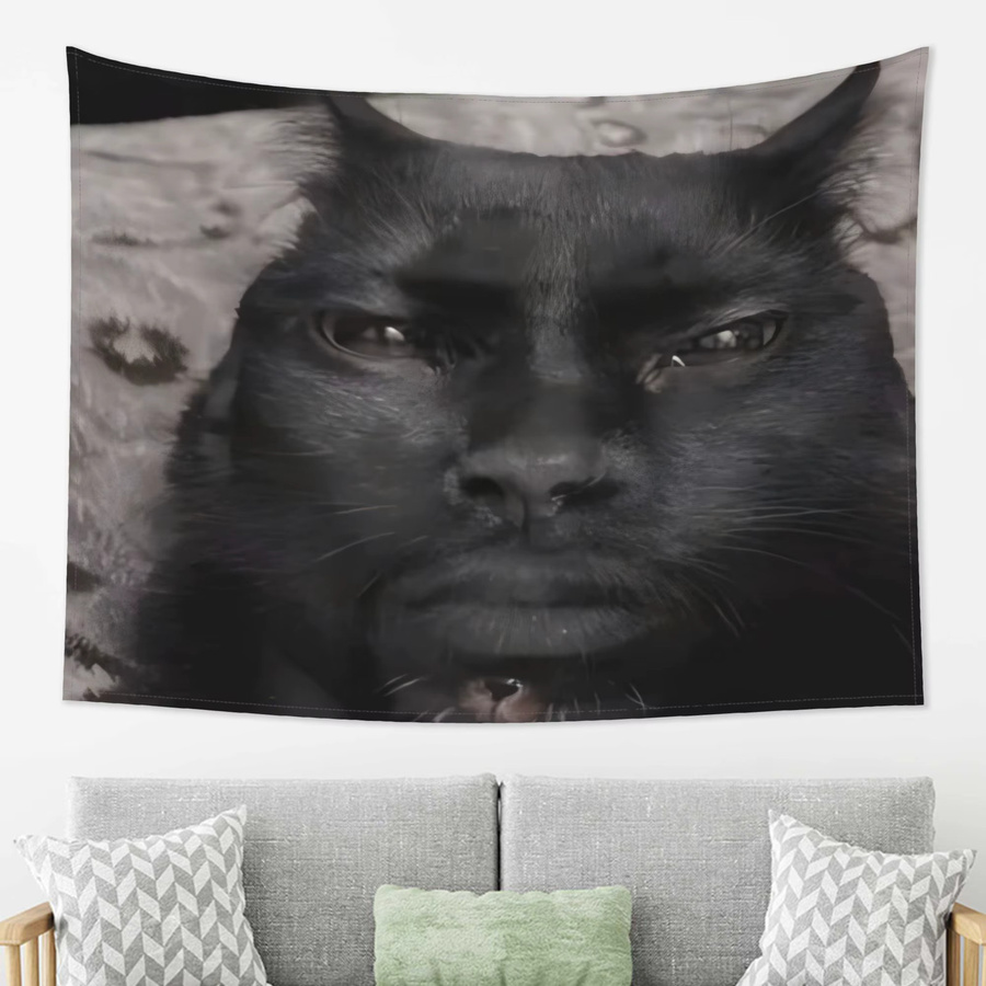 VIKAMA Wandteppich im Boho-Stil mit schwarzer Katze als dekorative Wanddekoration für dein Schlafzimmer, B/H: 60 x 40 cm - Bild 4