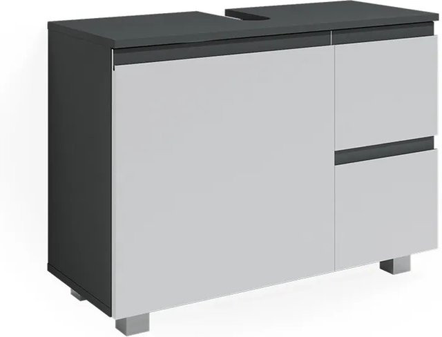 Vicco Waschtischunterschrank J-Shape modern in Anthrazit und Weiß, Breite: 80 cm, Tiefe: 61 cm - Bild 2
