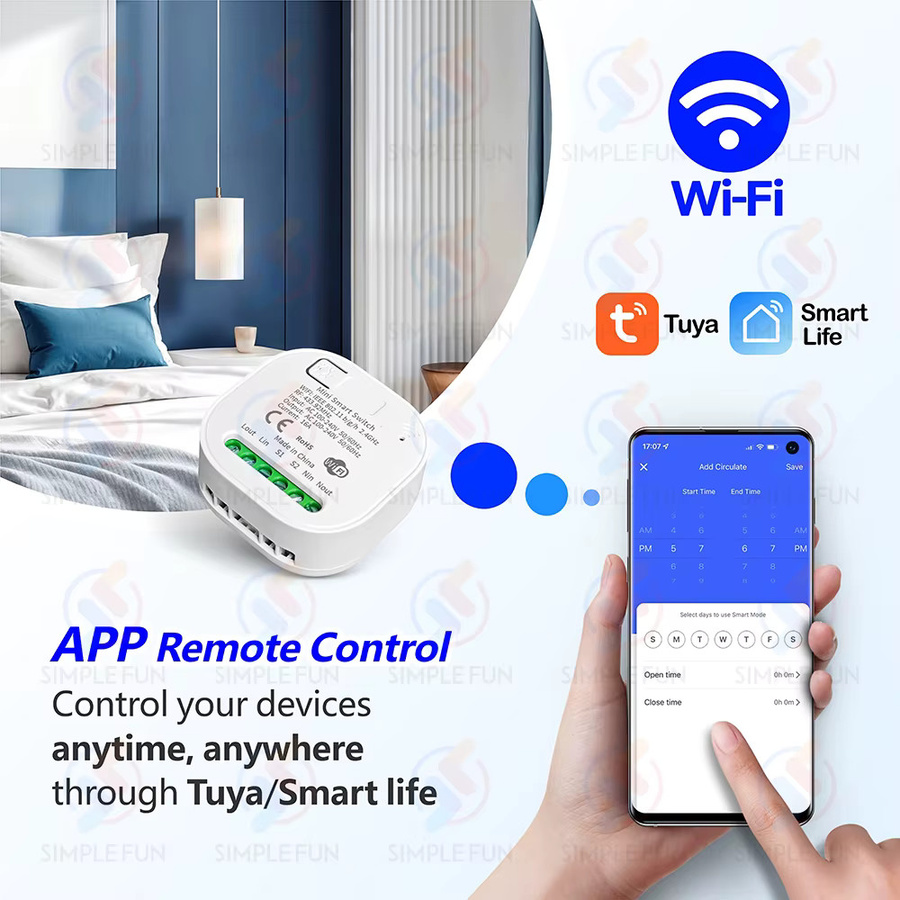Tuya Smart Lichtschalter WiFi 433 MHz kinetisches Panel in Weiß, batterieloser kabelloser Schalter mit Alexa und Google Assistant Unterstützung, SLMPLEFUN - Bild 2