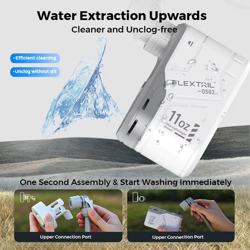 FLEXTAIL MAX SHOWER Tragbare elektrische Duschpumpe IPX7 wasserdicht in Weiß - Bild 5