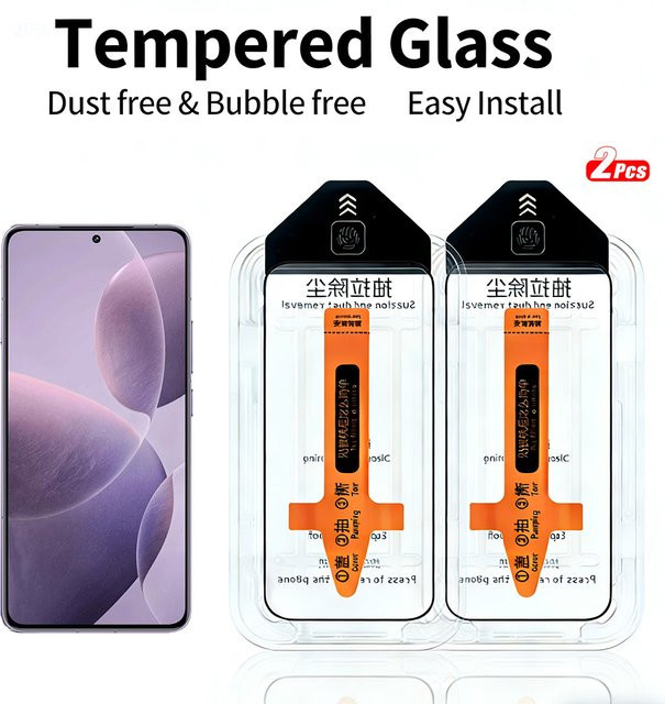 2 Stück Xiaomi Displayschutzfolie aus gehärtetem Glas für Redmi K60 K70 Ultra Pro K70e K60e transparent mit One-Touch-Installation - Bild 1