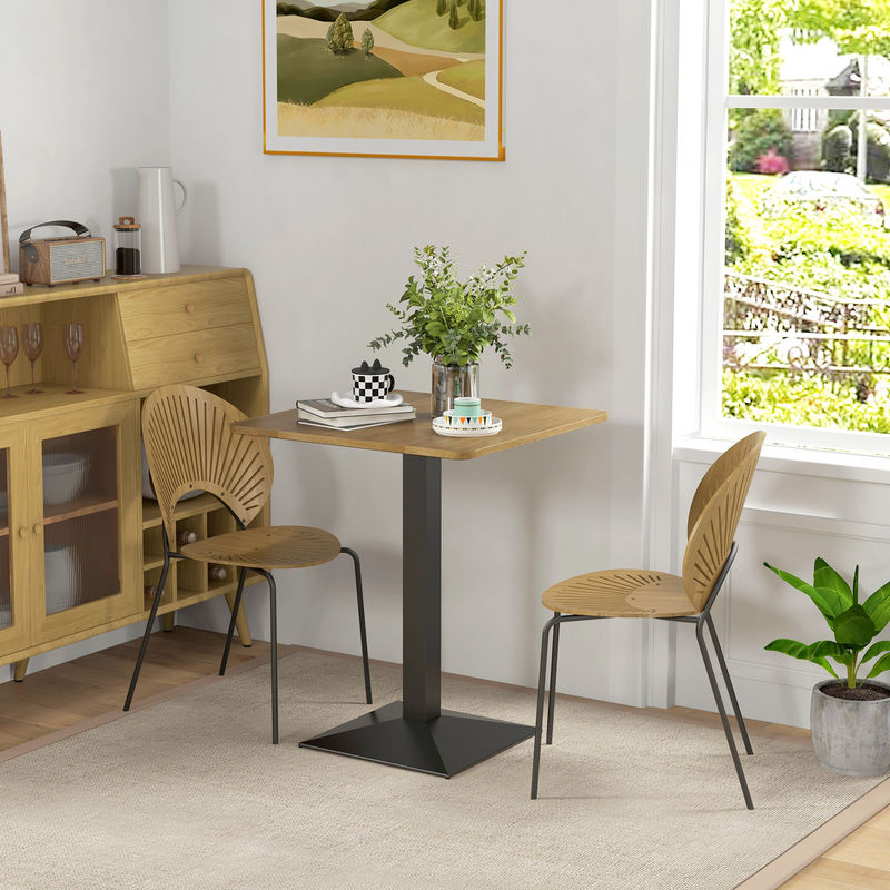 HOMCOM Esstisch quadratisch in Dunkelbraun mit Stahlbasis und Holzoptik, B/T/H: 70 x 70 x 70 cm - Bild 2