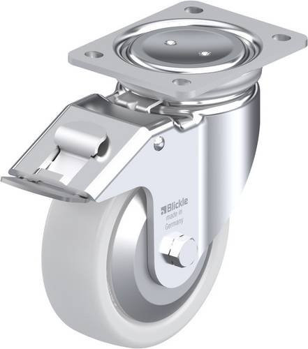 Blickle Lenkrolle LUH-SPO 150K-FI-FA mit Feststeller, silber/weiß, Rad-Durchmesser: 15 cm, Tragfähigkeit: 800 kg - Bild 1