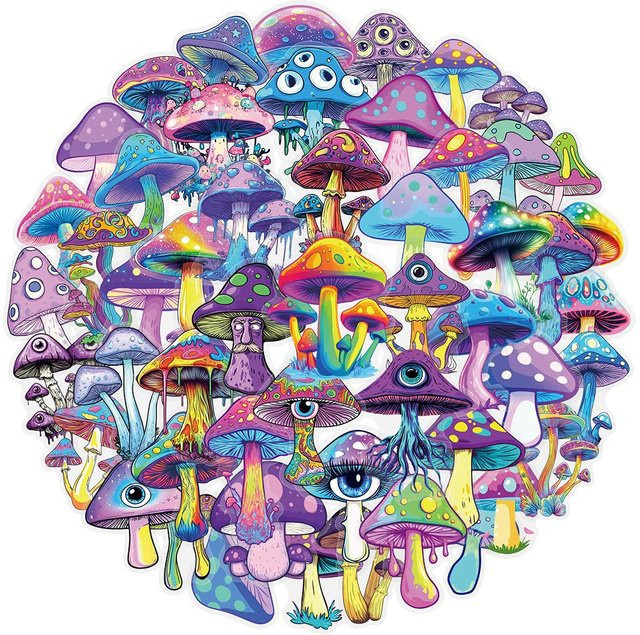 Binchi Outdoor Product Bunte Psychedelische Pilz Aufkleber Transparent für Graffiti und Dekoration Multicolor - Bild 1