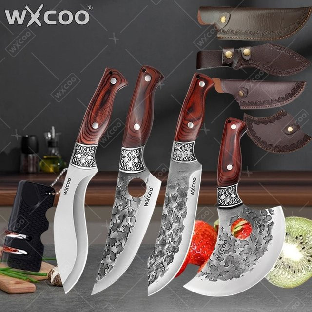 WXCOO Professionelles Ausbeinmesser aus Edelstahl in Silber mit Holzgriff - Bild 1