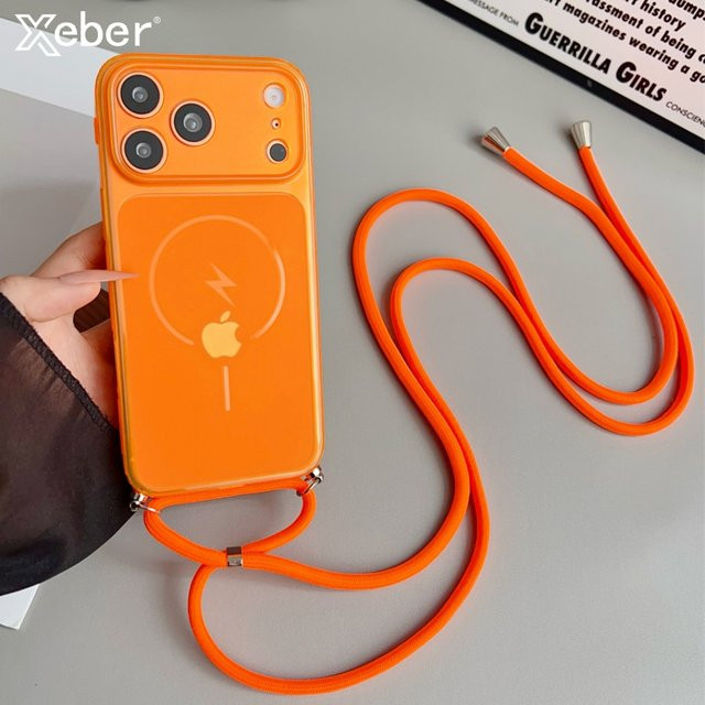 Xeber Crossbody Lanyard mit Magnet für MagSafe Hüllen, kompatibel mit iPhone, in Blau oder Orange - Bild 1
