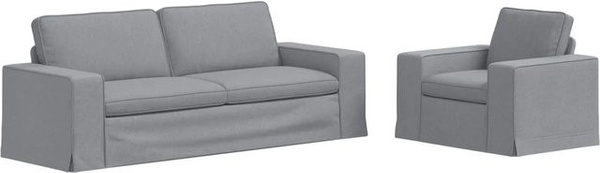 vidaXL Sofa 2-teiliges Set Hellgrau mit Stoffbezug und Metallrahmen B/T/H: 222 x 80 x 82 cm und 103 x 80 x 82 cm