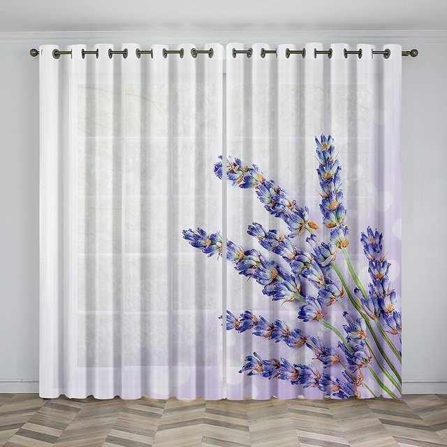 A Family Of Home Textiles Vorhang mit floralem Botanik-Print in Grün und Multicolour, halbtransparent, Breite: 100 cm, Höhe: 130 cm - Bild 1