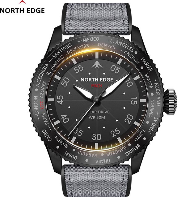 NORTH EDGE Armbanduhr, Solar-Quarz, Schwarz, Herren - Bild 1