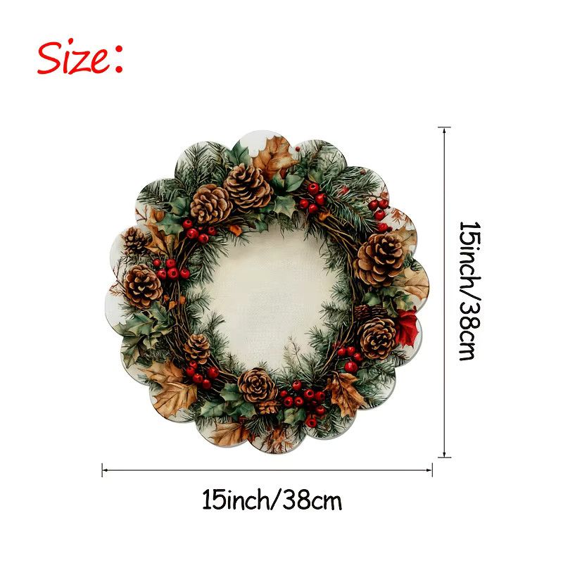 VIKAMA 4-teiliges weihnachtliches Tischset mit Tannenzapfen-Kränzen und Tannenzweigen zur Weihnachtsdekoration, Durchmesser: 38 cm - Bild 4