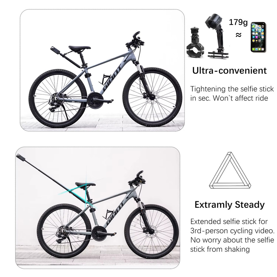 Camsteer Premium Fahrrad-Sitzhalterung in Schwarz für Dritte-Personen-Ansicht, kompatibel mit GoPro Max2 Hero 13 12, Insta360 X6 X5 X4, Ace Pro2 und DJI Osmo360 Kameras - Bild 3