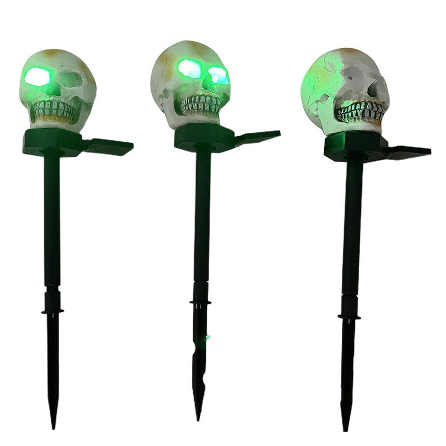 Solar LED Halloween Skelett Dekoration mit leuchtendem Skelettkopf für Außen und Rasen - Bild 2