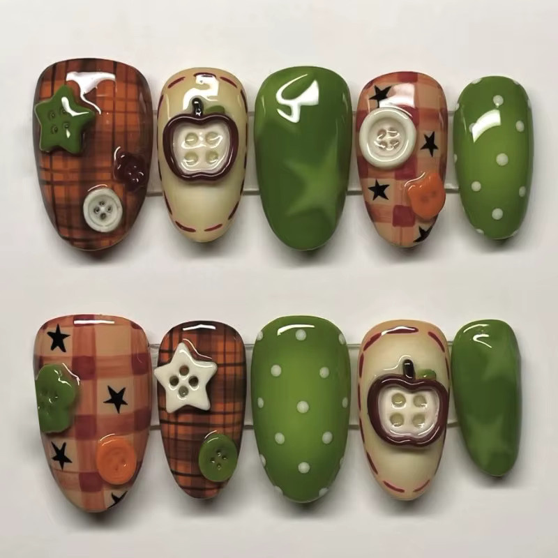 Stylebon Künstliche Nägel, 24 Stück, Grüner Apfel, Glänzend, Kinder - Bild 2
