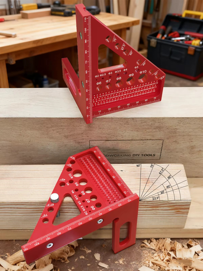 FNICEL 3D-Multi-Winkel-Präzisions-Kombinationswerkzeug aus Kunststoff für präzise Markierungen und Layouts in Blau und Rot - Bild 5