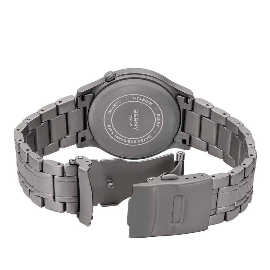 BERNY Armbanduhr Titan, Quarz, Saphirglas, Silber, Herren - Bild 5