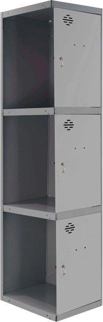 PROREGAL Spind AMEGO Anbaumodul mit 3 Abteilen, Schließfach Garderobe, Anthrazit-Grau, H x B x T: 180 x 30 x 50 cm - Bild 1
