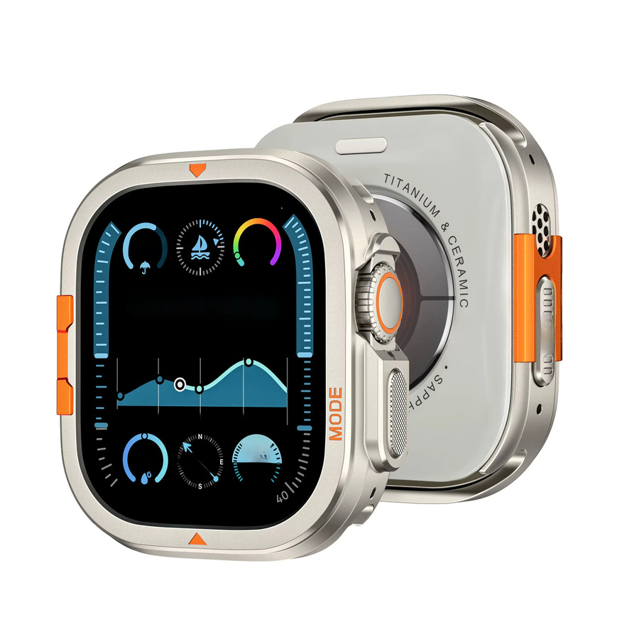 HUADAI Metallgehäuse-Bildschirm für Apple Watch Ultra 2, Schwarz, Unisex - Bild 5
