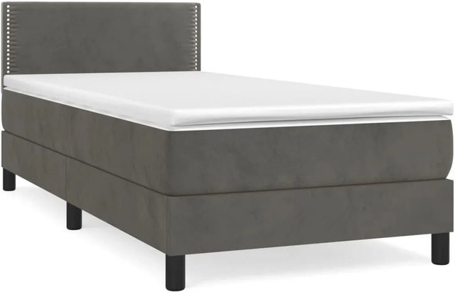 vidaXL Boxspringbett mit Matratze Dunkelgrau Samt B/T/H: 90 x 200 x 88 cm - Bild 1