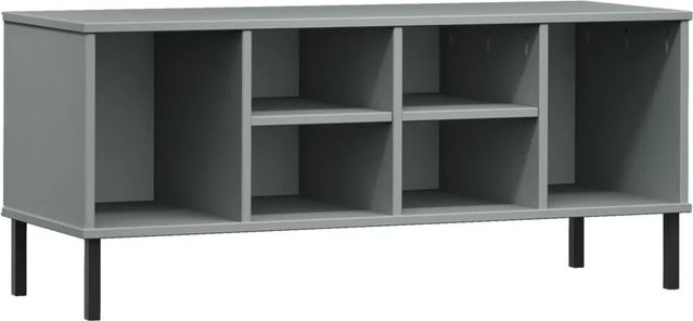 vidaXL Schuhregal OSLO in Grau aus Massivholz und Metall mit rustikaler Optik B/T/H: 106 x 35 x 45 cm - Bild 1