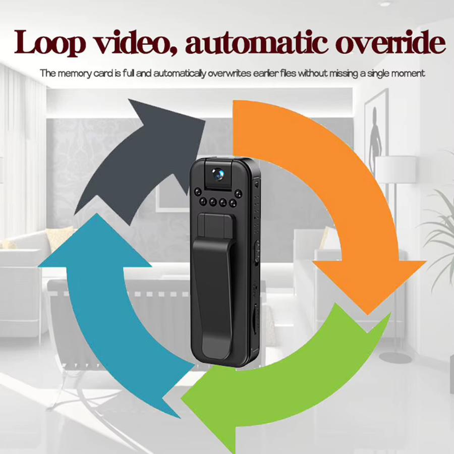 Occkic Mini Kamera HD 1080P Tragbarer Digitaler Video Recorder mit Nachtsicht in Schwarz - Bild 5
