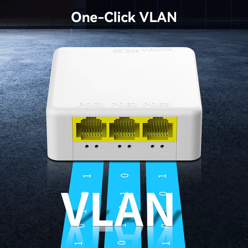 HORACO 4 Port Gigabit PoE Extender 1000M Netzwerk Switch Repeater IEEE802.3af/at in Weiß - Bild 3