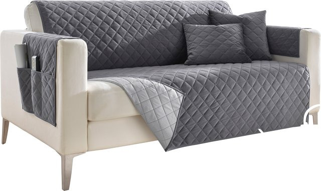 Heine Sofaüberwürfe und Hussen mit geometrischem Muster in Grau, Breite: 200 cm, Höhe: 135 cm - Bild 1