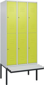 C+P Doppelstock-Spind Classic PLUS Sitzbank mit 3 Abteilen, auskragend, Kunststoff-Sitzfläche, B/T/H: 212,0 x 90,0 x 81,5 cm - Bild 1
