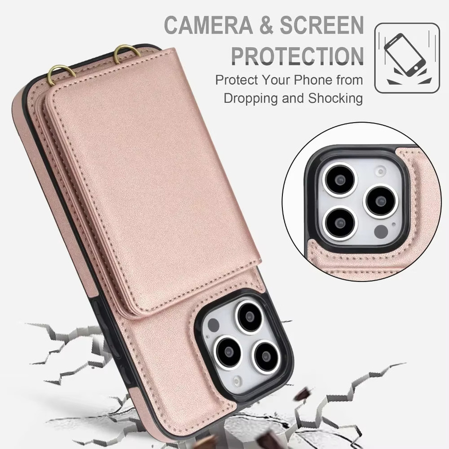 Apple Crossbody Handyhülle mit RFID-blockierendem Kartenhalter für iPhone 16e 16 Pro Max 15 14 13 12 Mini 11 X XS SE in Weiß - Bild 4