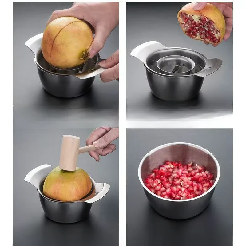 Granatapfel-Schälwerkzeug aus Edelstahl in Silber zur effizienten Entkernung und Fleischextraktion - Bild 3