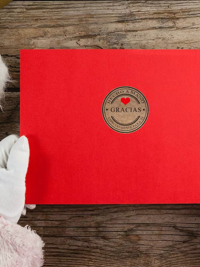 500 Stück handgefertigte Scrapbook-Siegel und Dankeschön-Etiketten aus Papier mit Gracias-Aufdruck - Bild 2