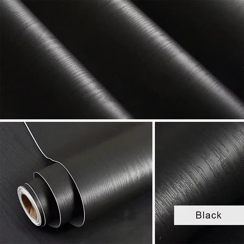 Selbstklebende PVC-Tapete in Holzoptik von ctzsoop, wasserdicht und schwarz-weiß, ideal für Kleiderschränke, Küchenmöbel und Wanddekoration - Bild 2