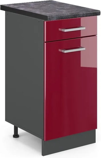 Vicco Küchenunterschrank R-Line Bordeaux Hochglanz Anthrazit B: 40 cm, H: 81,6 cm, T: 60 cm - Bild 1