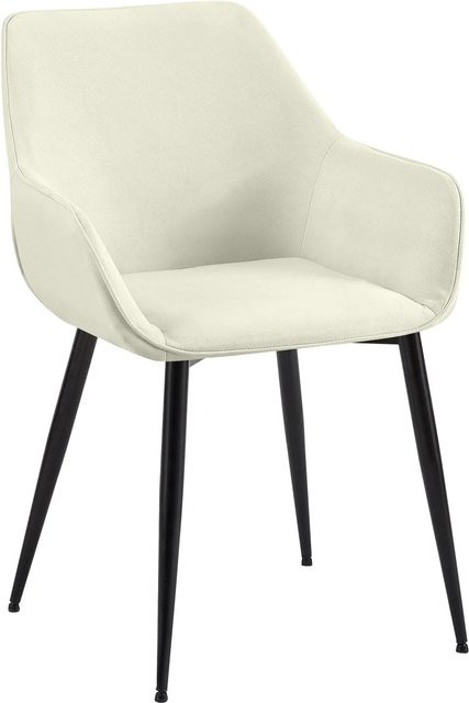 DELUKE Esszimmerstuhl HORID in Creme mit Stoffbezug, B/T/H: 52 x 63 x 82 cm - Bild 1