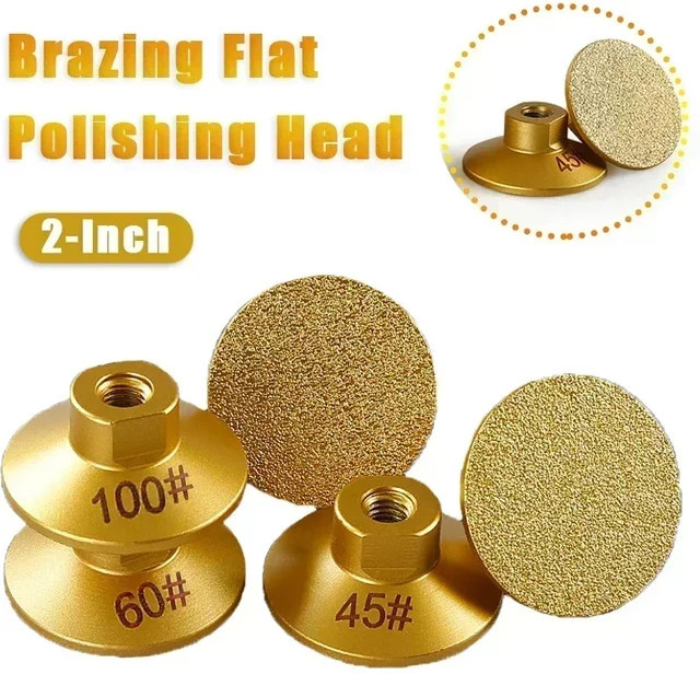 LouCnloin Diamantgelöteter flacher Polierkopf mit M10 Gewinde in Gold für Keramik, Glas, Fliesen, Jade und Marmor, 2 Zoll - Bild 1