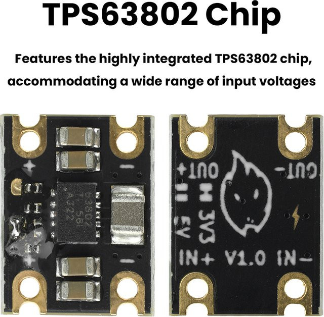 TPS63802 Lithium-Batterie Boost-Buck-Modul DC 1,8-5,5V zu 3,3V/5V Aufwärts-/Abwärts-Stromversorgungsmodul in Schwarz - Bild 1