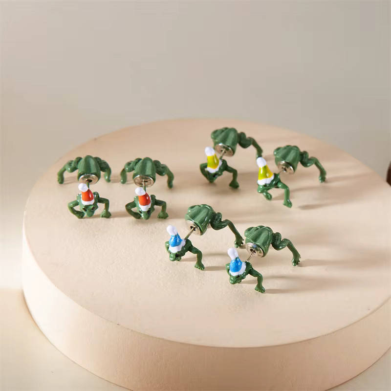 RINHOO FRIENDSHIP Ohrringe, Frosch, Grün, Damen, Weihnachten - Bild 3