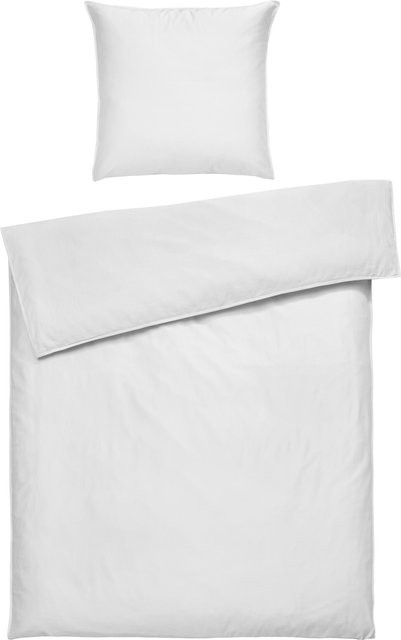 Emma Bettwäsche Set aus Mako-Satin aus Baumwolle, Weiß, B/T/H: 155 x 220 cm und 80 x 80 cm - Bild 1