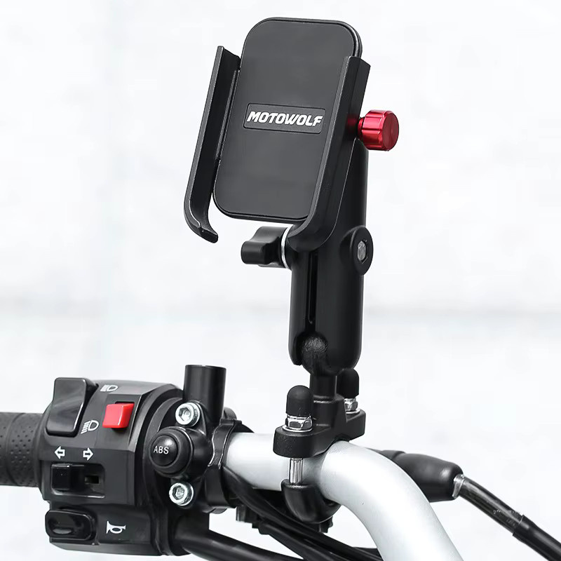 Universal Aluminium Lenker Handyhalter für Motorrad und Fahrrad mit USB-Ladegerät, Schwarz, 12-24V - Bild 2