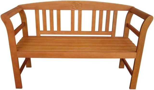 DELUKE Gartenbank DENVER 2-Sitzer aus Eukalyptus Natur mit Rosenverzierung, Farbe: Braun, Breite: 130 cm - Bild 1